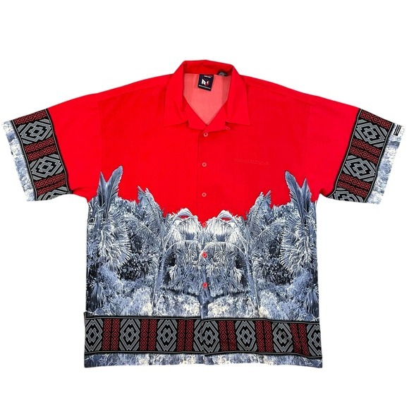 Southpole Other - Vintage Southpole Mens‎ XL Red Palm Tree Hawaiian Button Down Shirt Streetwear